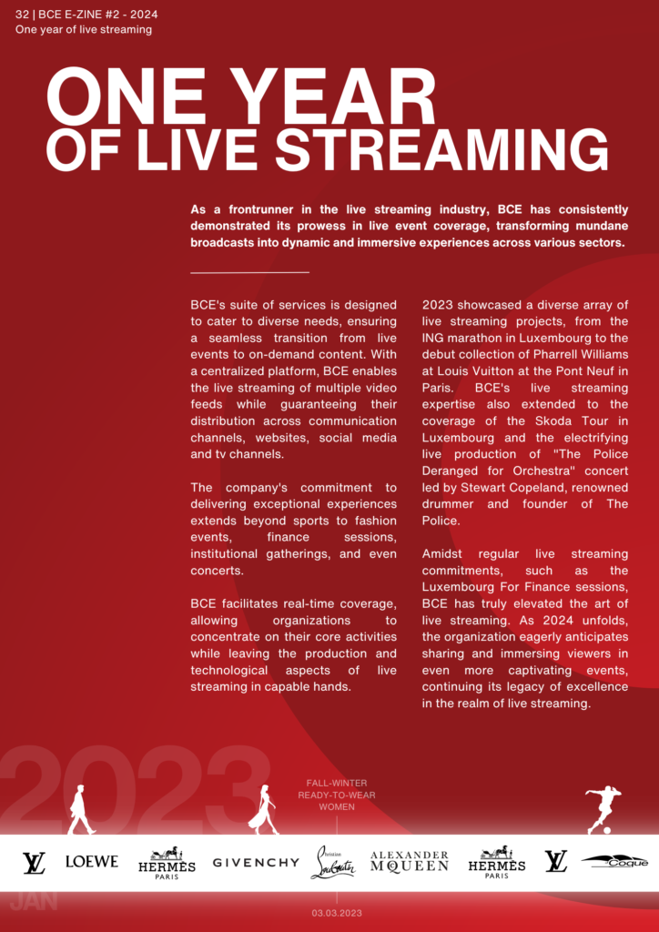 Première page de l'article "One year of live streaming", publié dans le magazine « Empower » de BCE.